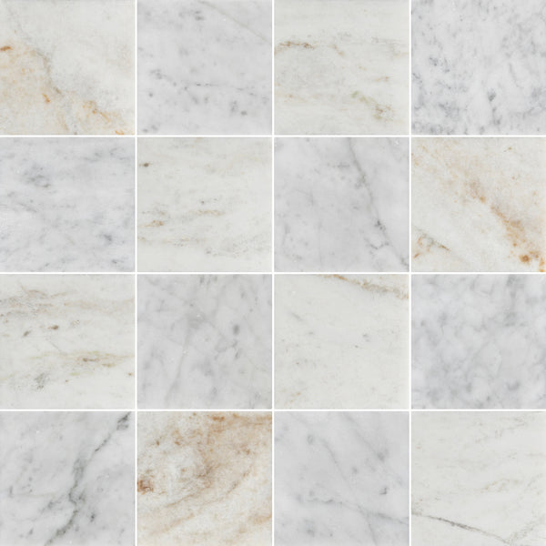 Bianco Oro & Bianco Carrara 4" Checkerboard Honed