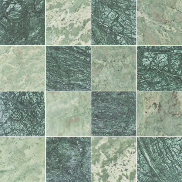 Notte Verde & Emerald Green 4" Checkerboard Honed