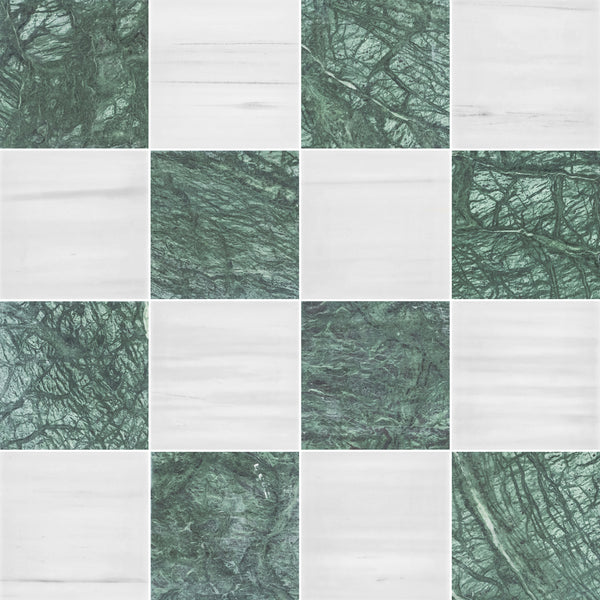 Notte Verde & Dolomite 4" Checkerboard Honed