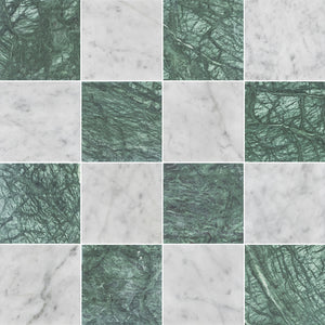 Notte Verde & Bianco Carrara 4" Checkerboard Honed - Elon Tile & Stone