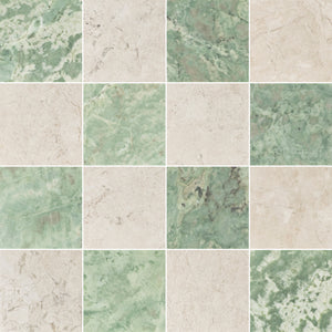 Emerald Green & Vanilla Royale 4" Checkerboard Honed - Elon Tile & Stone