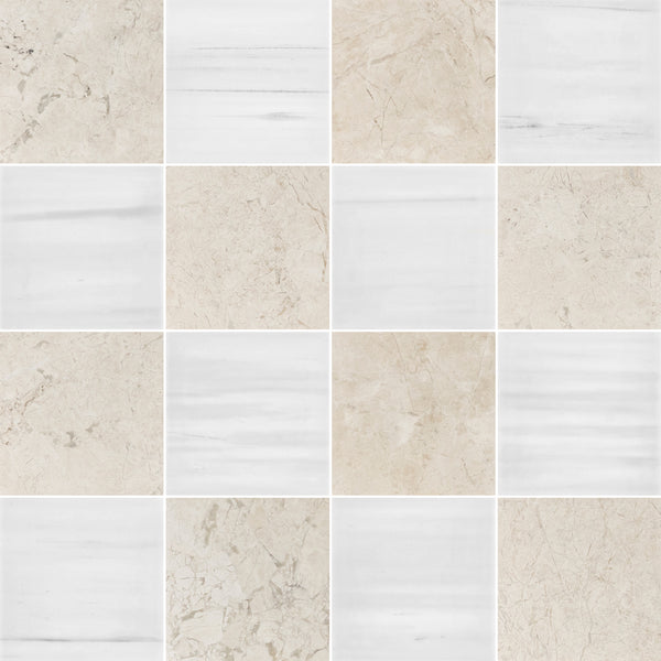 Vanilla Royale & Dolomite 4" Checkerboard Honed