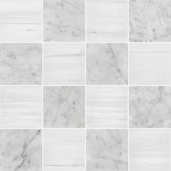 Dolomite & Bianco Carrara 4" Checkerboard Honed - Elon Tile & Stone
