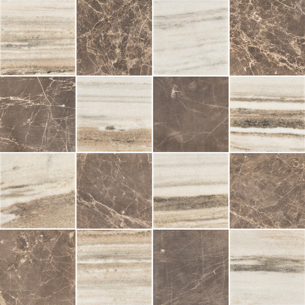Cinnamon Beige & Espresso 4" Checkerboard Honed