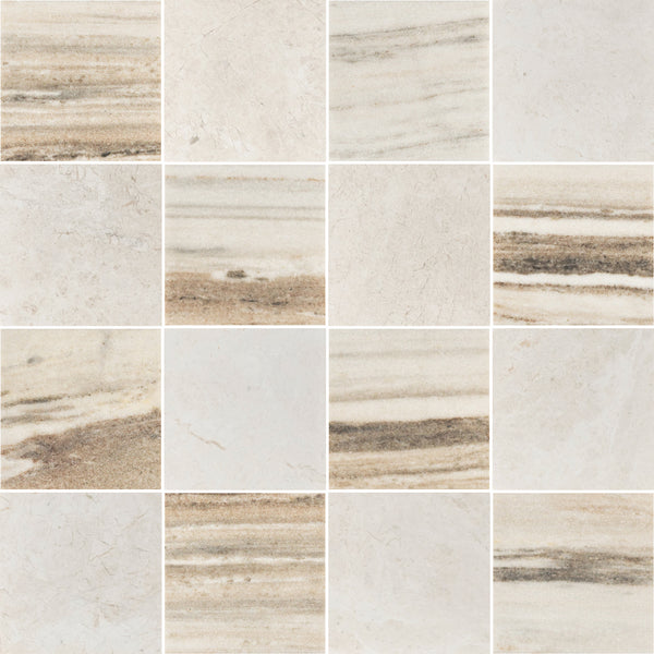 Cinnamon Beige & Alba Nova 4" Checkerboard Honed