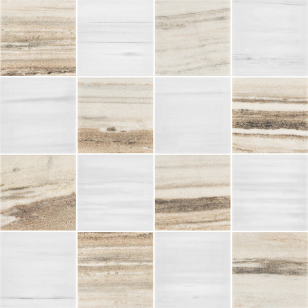 Cinnamon Beige & Dolomite 4" Checkerboard Honed
