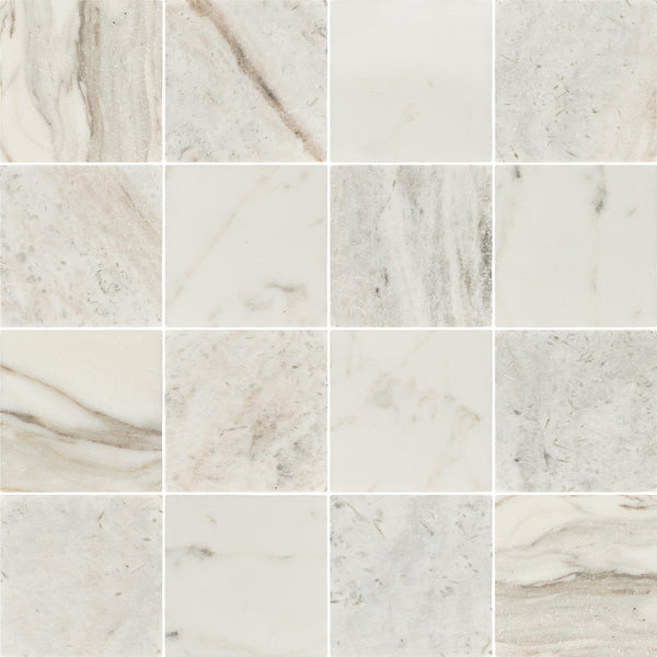 Calacatta Gold & Bianco Oro 4" Checkerboard Tumbled