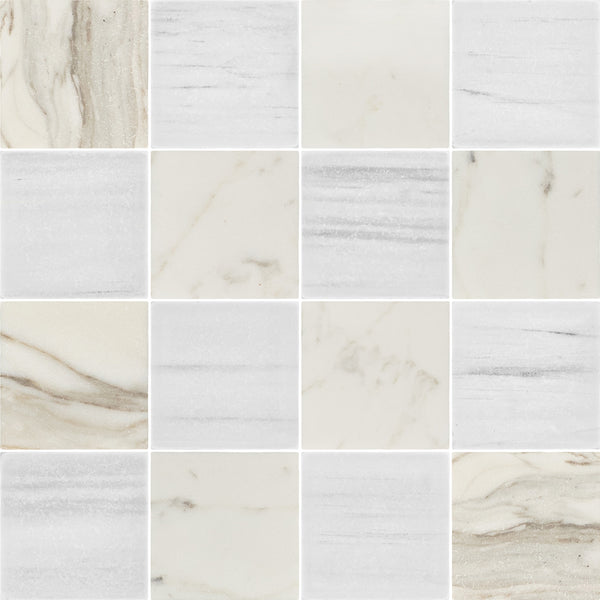 Calacatta Gold & Dolomite 4" Checkerboard Tumbled