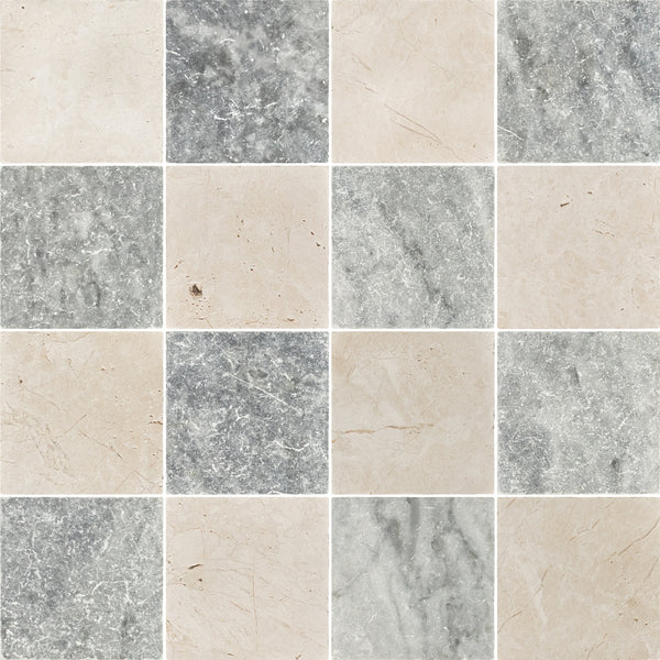 Alba Nova & Bardiglio Nuvolato 4" Checkerboard Tumbled