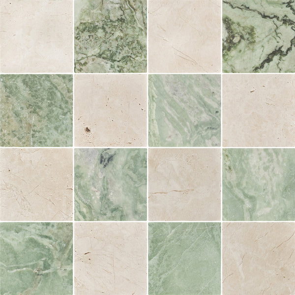 Alba Nova & Emerald Green 4" Checkerboard Tumbled
