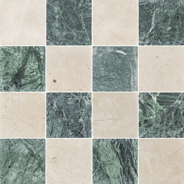 Alba Nova & Notte Verde 4" Checkerboard Tumbled