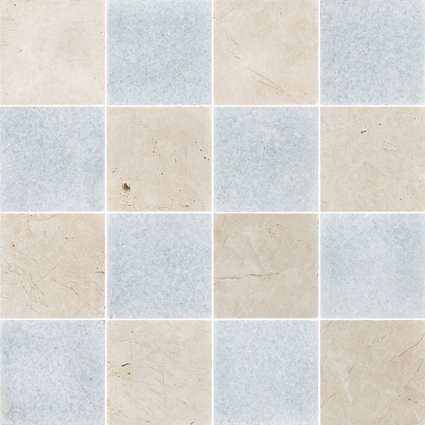 Alba Nova & Blue Celeste 4" Checkerboard Tumbled