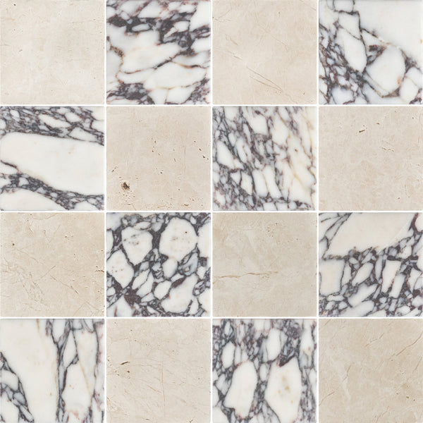 Alba Nova & Bianco Violetta 4" Checkerboard Tumbled