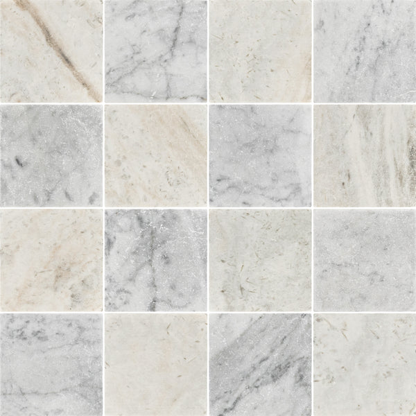 Bianco Oro & Bianco Carrara 4" Checkerboard Tumbled