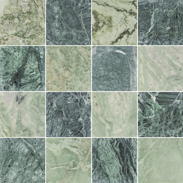 Emerald Green & Notte Verde 4" Checkerboard Tumbled
