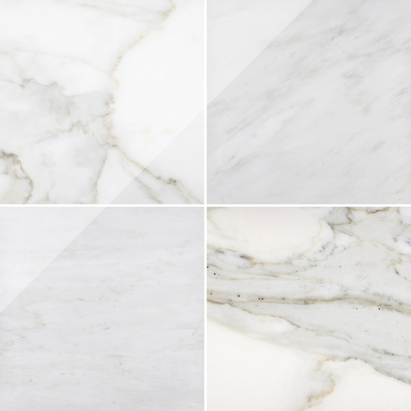 Calacatta Gold & Pearl White 18" Checkerboard Polished