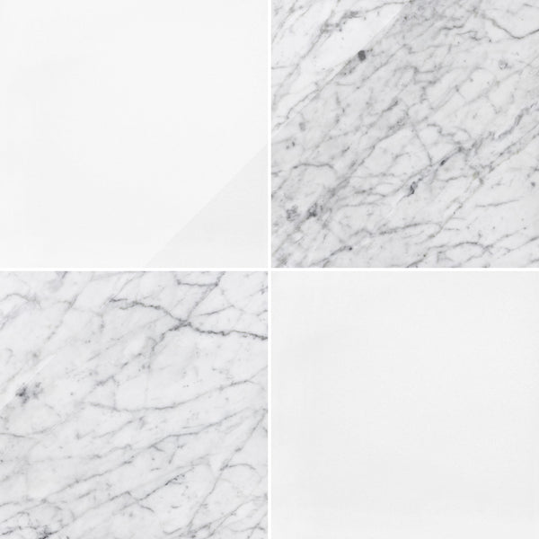 White Thassos & Bianco Carrara 18" Checkerboard Polished