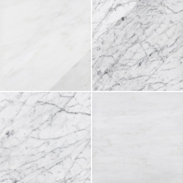 Pearl White & Bianco Carrara 18" Checkerboard Polished