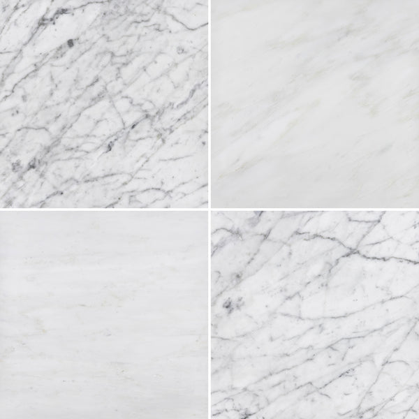 Bianco Carrara & Pearl White 18" Checkerboard Honed