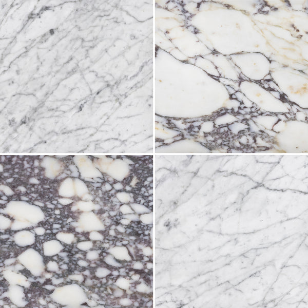 Bianco Carrara & Bianco Violetta 18" Checkerboard Honed