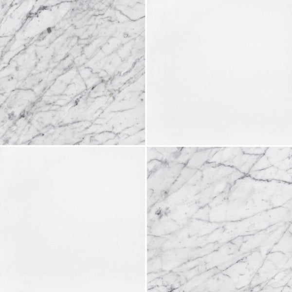 Bianco Carrara & White Thassos 18" Checkerboard Honed
