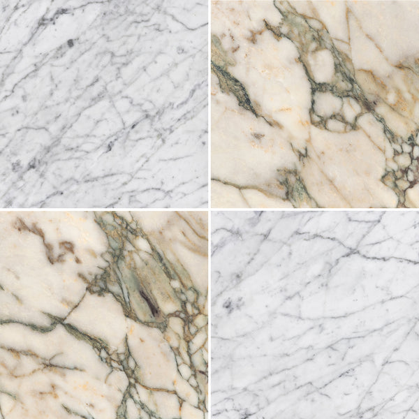 Bianco Carrara & Calacatta Green 18" Checkerboard Honed