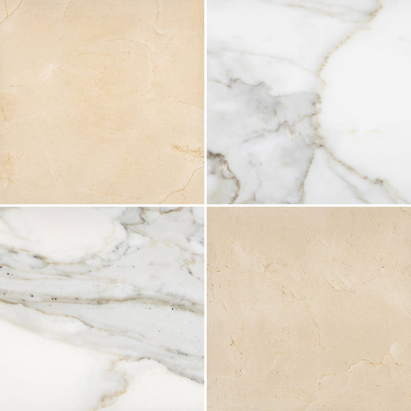 Crema Marfil & Calacatta Gold 18" Checkerboard Honed