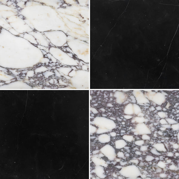 Bianco Violetta & Black Marble 18" Checkerboard Honed