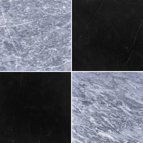 Bardiglio Nuvolato & Black Marble 18" Checkerboard Honed
