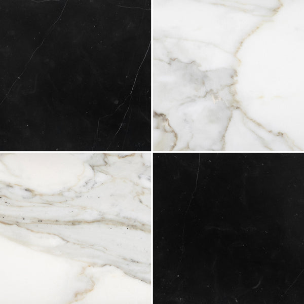 Black Marble & Calacatta Gold 18" Checkerboard Honed