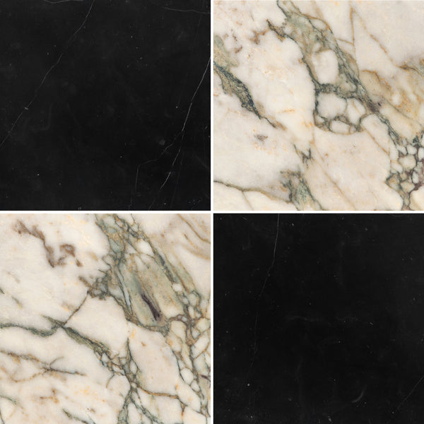 Black Marble & Calacatta Green 18" Checkerboard Honed