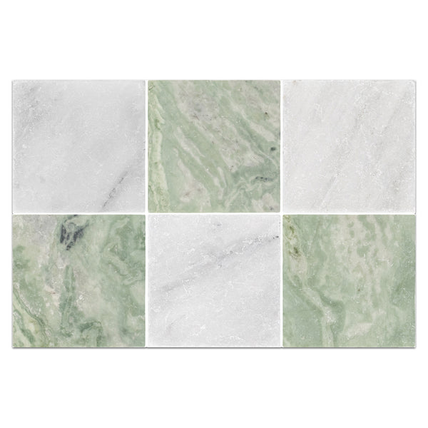 Pearl White 4" x 4" Tumbled & Emerald Green 4" x 4" Tumbled Checkerboard Board