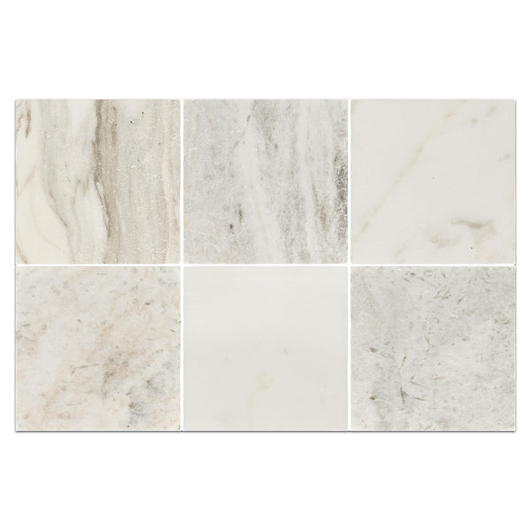 Calacatta Gold 4" x 4" Tumbled & Bianco Oro 4" x 4" Tumbled Checkerboard Board