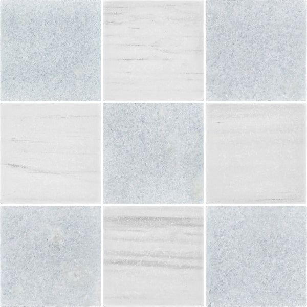Blue Celeste 4" x 4" Tumbled & Dolomite 4" x 4" Tumbled Checkerboard Board
