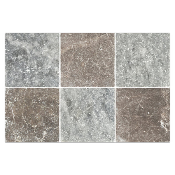 Bardiglio Nuvolato 4" x 4" Tumbled & Espresso 4" x 4" Tumbled Checkerboard Board