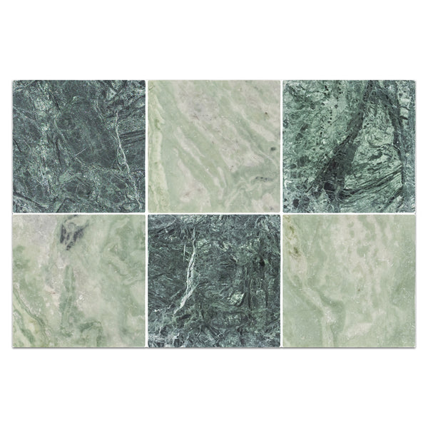 Notte Verde 4" x 4" Tumbled & Emerald Green 4" x 4" Tumbled Checkerboard Board