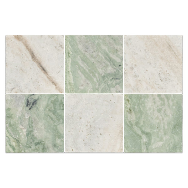 Bianco Oro 4" x 4" Tumbled & Emerald Green 4" x 4" Tumbled Checkerboard Board