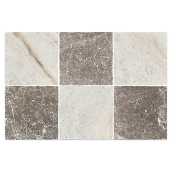 Bianco Oro 4" x 4" Tumbled & Espresso 4" x 4" Tumbled Checkerboard Board