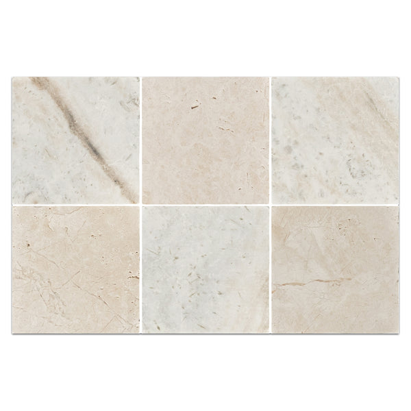 Bianco Oro 4" x 4" Tumbled & Alba Nova 4" x 4" Tumbled Checkerboard Board