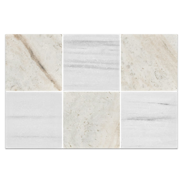 Bianco Oro 4" x 4" Tumbled & Dolomite 4" x 4" Tumbled Checkerboard Board