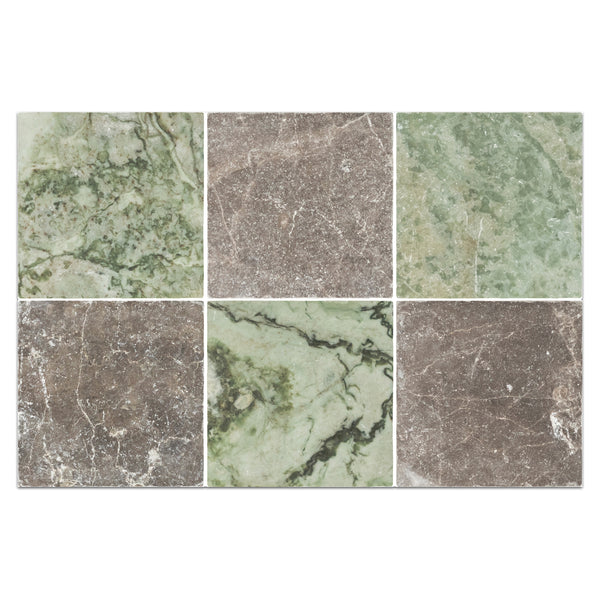 Emerald Green 4" x 4" Tumbled & Espresso 4" x 4" Tumbled Checkerboard Board