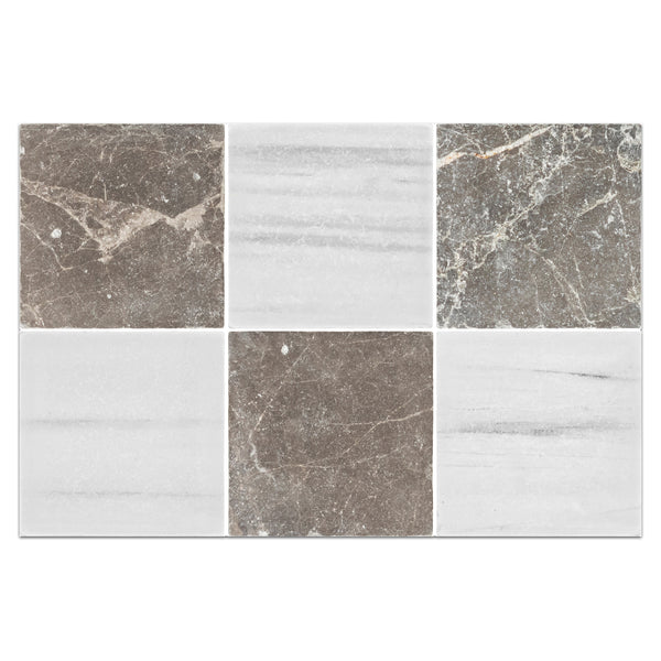 Espresso 4" x 4" Tumbled & Dolomite 4" x 4" Tumbled Checkerboard Board