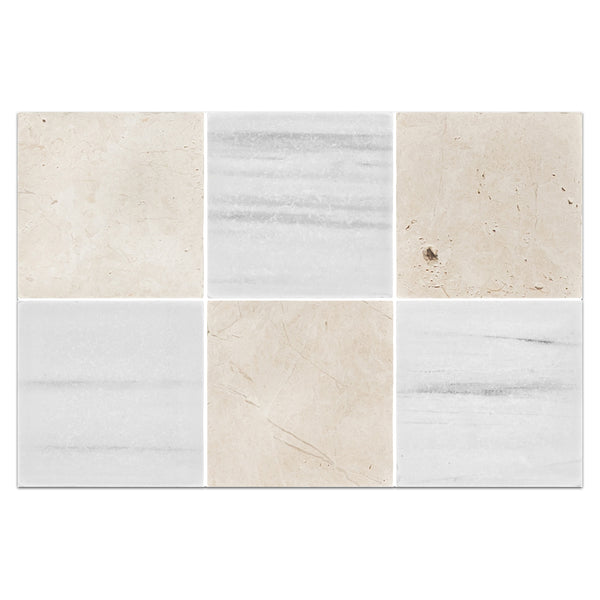 Alba Nova 4" x 4" Tumbled & Dolomite 4" x 4" Tumbled Checkerboard Board