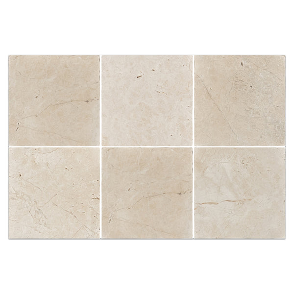 Vanilla Royale 4" x 4" Tumbled & Alba Nova 4" x 4" Tumbled Checkerboard Board