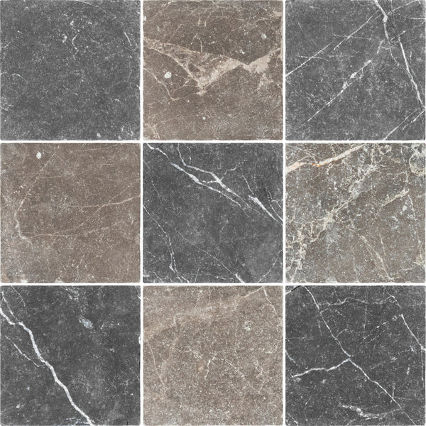 Black Marble 4" x 4" Tumbled & Espresso 4" x 4" Tumbled Checkerboard Board