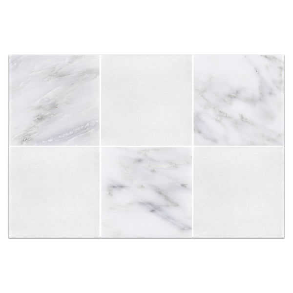 Pearl White 4" x 4" Honed & White Thassos 4" x 4" Honed Checkerboard Board