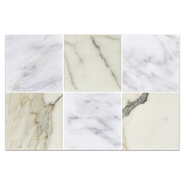 Pearl White 4" x 4" Honed & Calacatta Gold 4" x 4" Honed Checkerboard Board