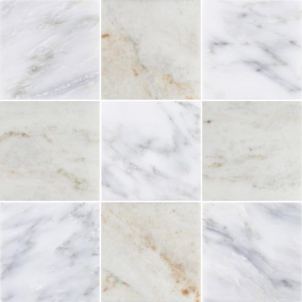 Pearl White 4" x 4" Honed & Bianco Oro 4" x 4" Honed Checkerboard Board - Elon Tile & Stone