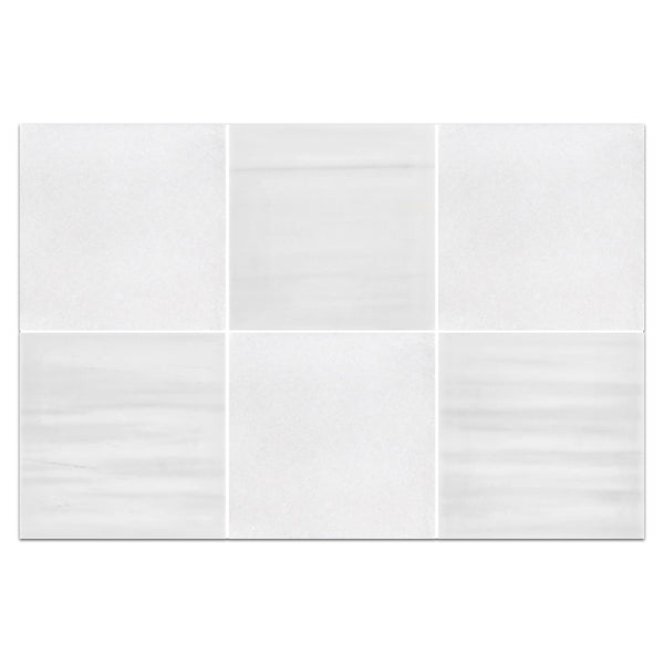 White Thassos 4" x 4" Honed & Dolomite Premium 4" x 4" Honed Checkerboard Board