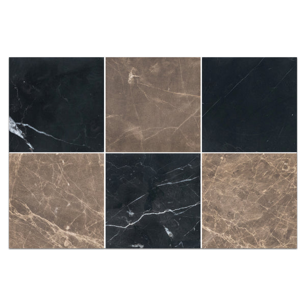 Black Marble 4" x 4" Honed & Espresso 4" x 4" Honed Checkerboard Board